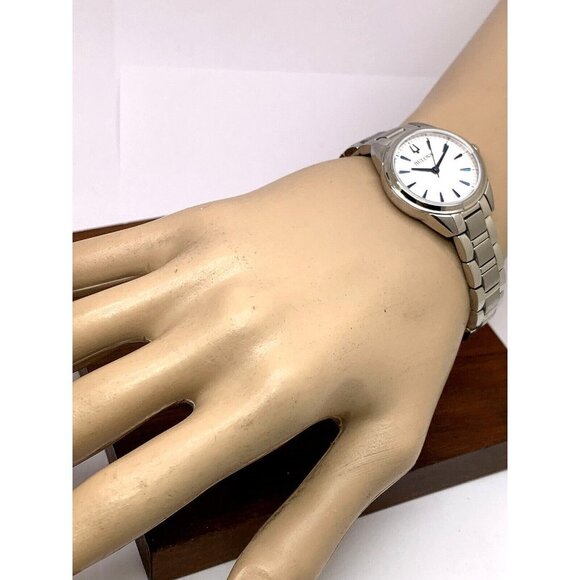 Bulova Women's Watch 96L285 Quartz White Blue Dial Silver Stainless Stee… - Picture 4 of 13